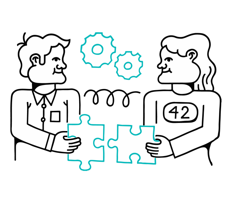 Illustration emblématique de 42 Nice Région-Sud : deux étudiants qui résolvent un puzzle.